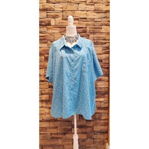 BOCABAY BLOUSE COLOR BLUE SHORT SLEEVE SIZE 4X